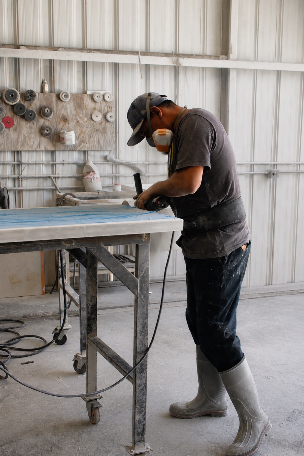 Hand finishing a slab edge